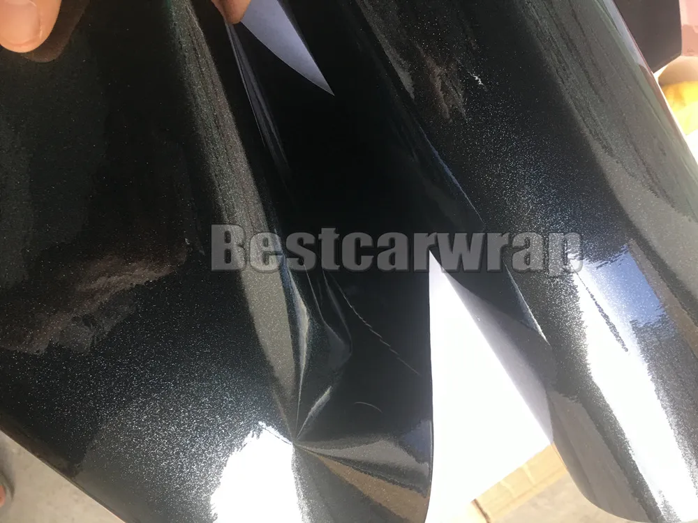 Gloss Metallic Black Vinyl Wrap With Glitter For Car Wrap With Air